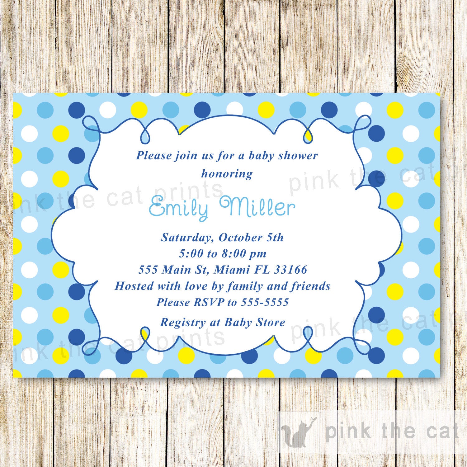 Baby Boy Shower Invitation Blue Yellow