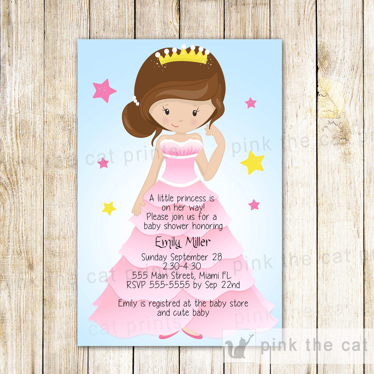 Princess Invitation Girl Baby Shower Birthday Dress