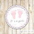 Pink Leopard Favor Label Gift Tag Baby Girl Shower Sticker