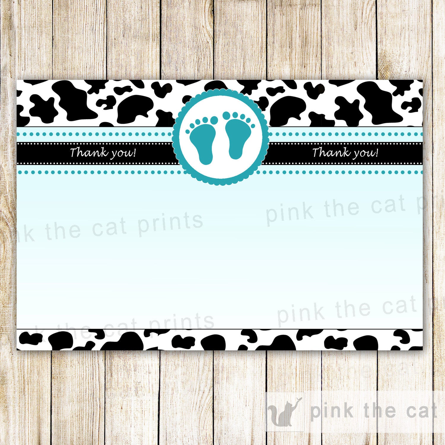 Cow Thank You Card Note Farm Baby Shower Unisex