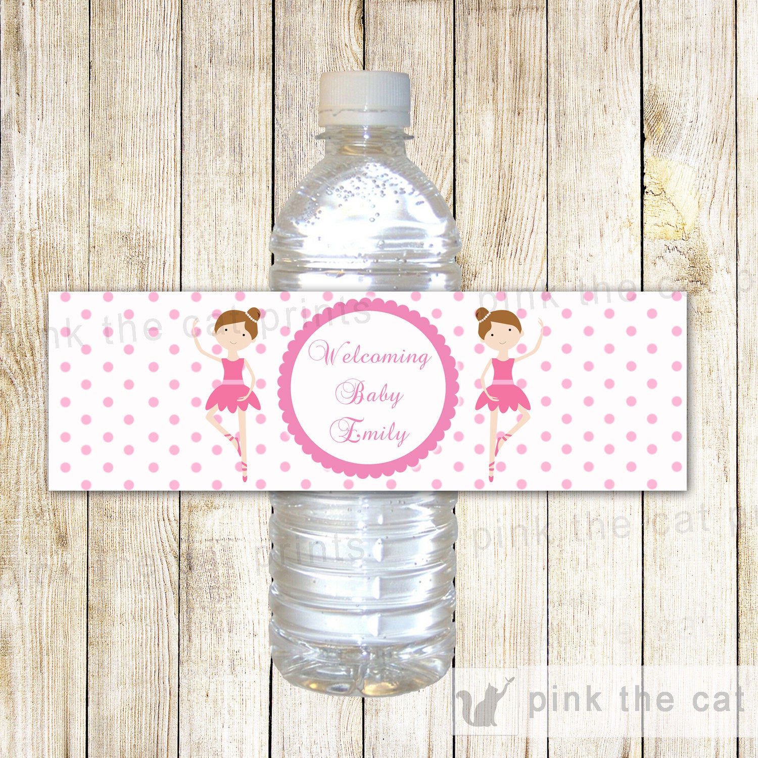 Ballerina Bottle Label Birthday Baby Shower