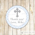 Blue Grey Favor Label Tag Sticker Boy Communion Baptism Christening