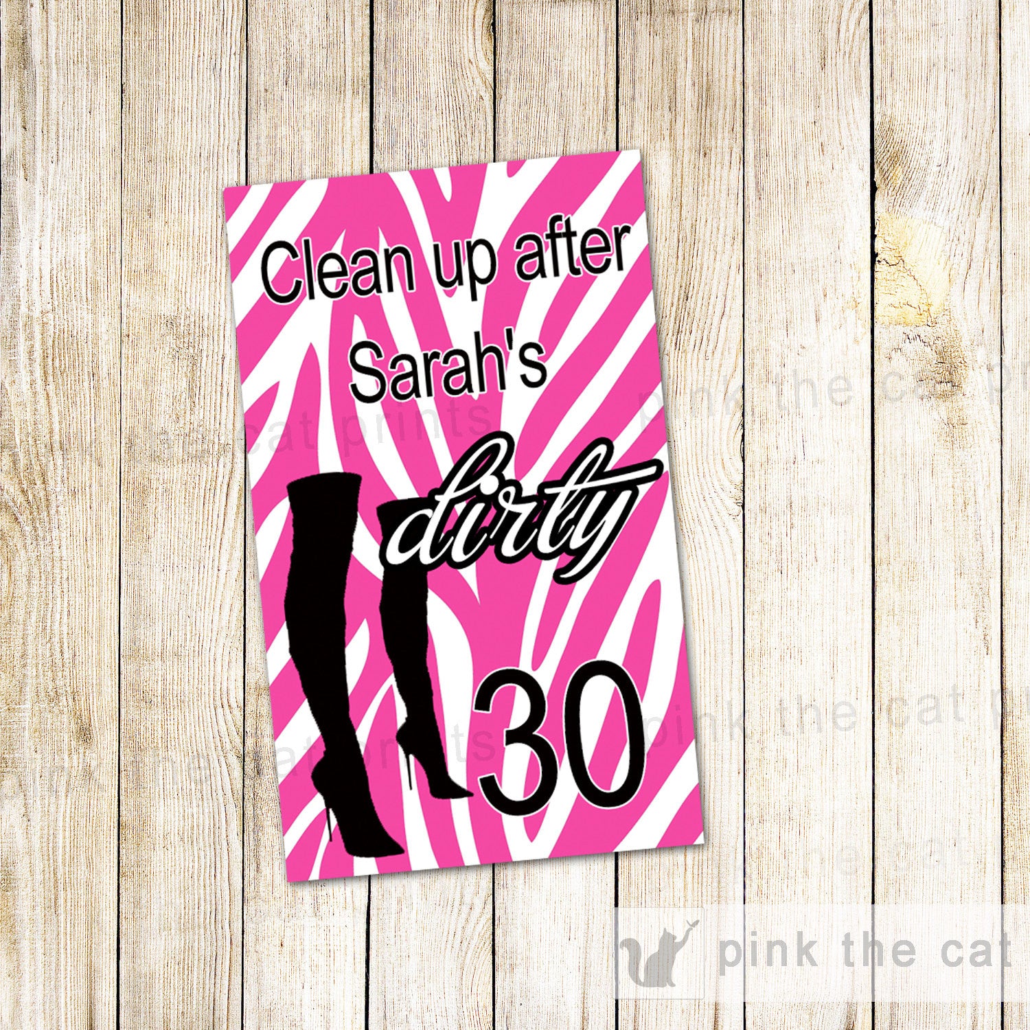 Hand Sanitizer Labels Dirty 30th Birthday Party Bachelorette Zebra Boots