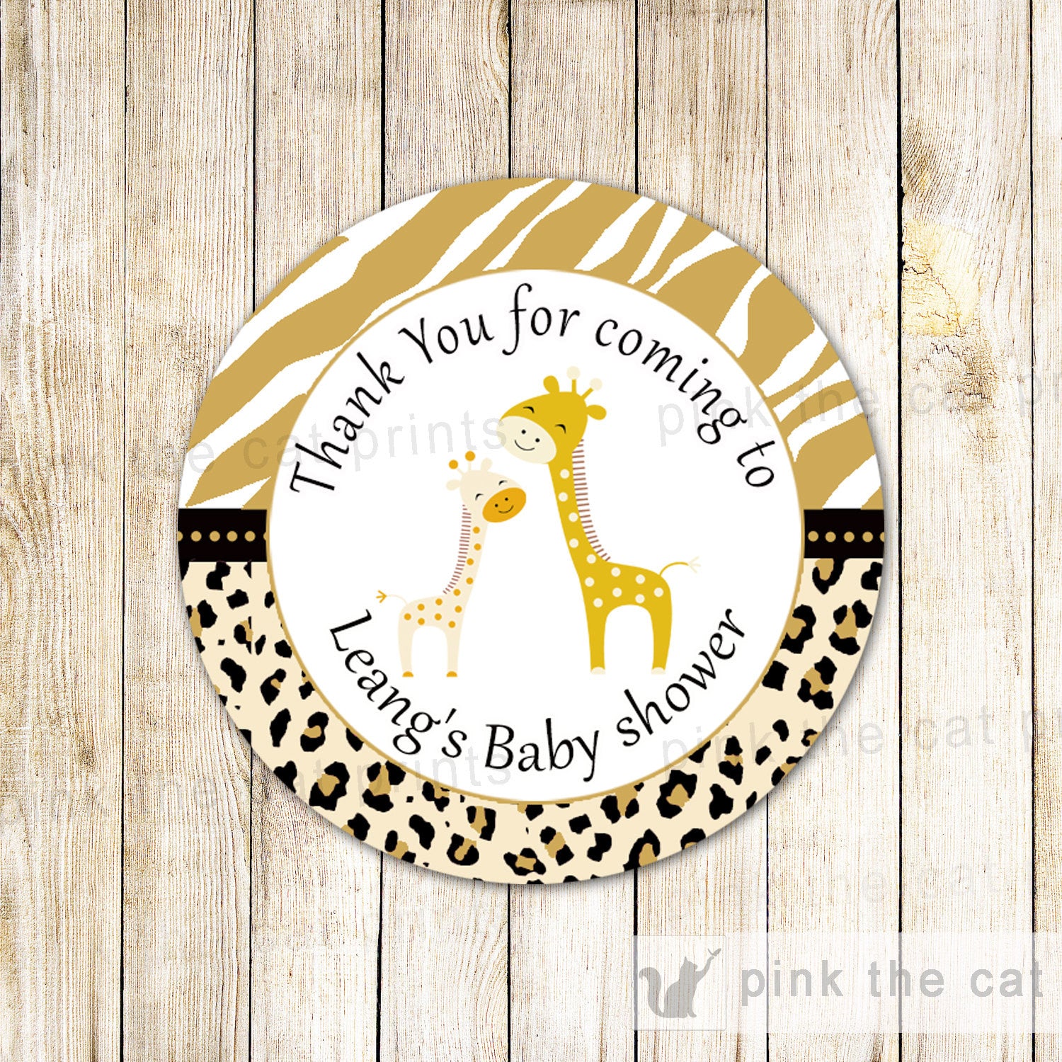 Brown Giraffe Baby Shower Thank You Tag Label Sticker