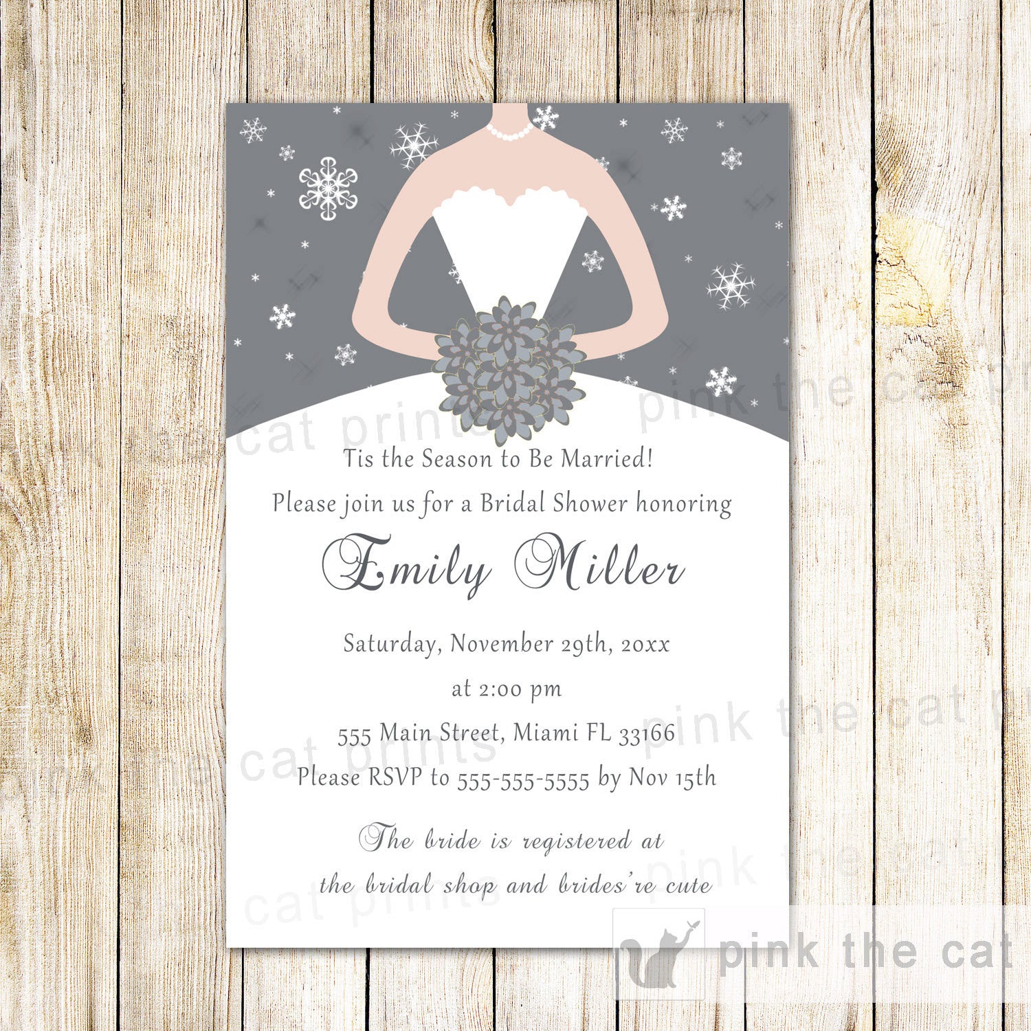 Winter Wonderland Bridal Shower Invitation Silver