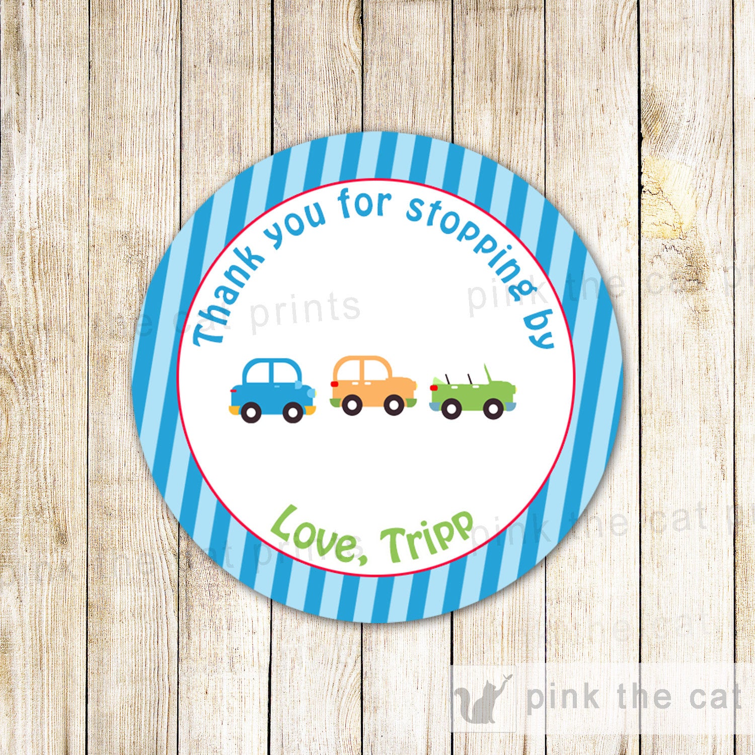Cars Race Thank You Label Gift Favor Tag Birthday Baby Shower