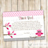 Owl Thank You Card Note Baby Shower Birthday Pink Grey