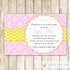 Pink Yellow Baby Girl Shower Invitation Card