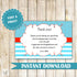 Turquoise Blue Red Thank You Card Note Birthday Baby Shower Printable