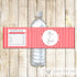 Baby Girl Shower Bottle Label Wrapper Red Stripes