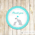 Elephant Labels Baby Shower Gift Favor Tag Turquoise Grey Sticker