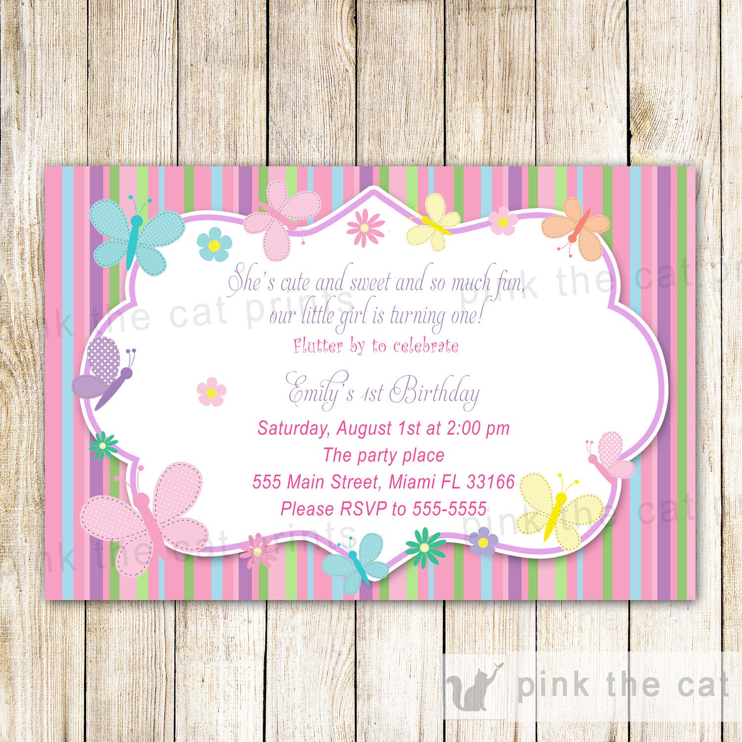 butterflies birthday invitation