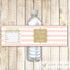 Blush Pink Gold Stripes Wedding Bottle Label