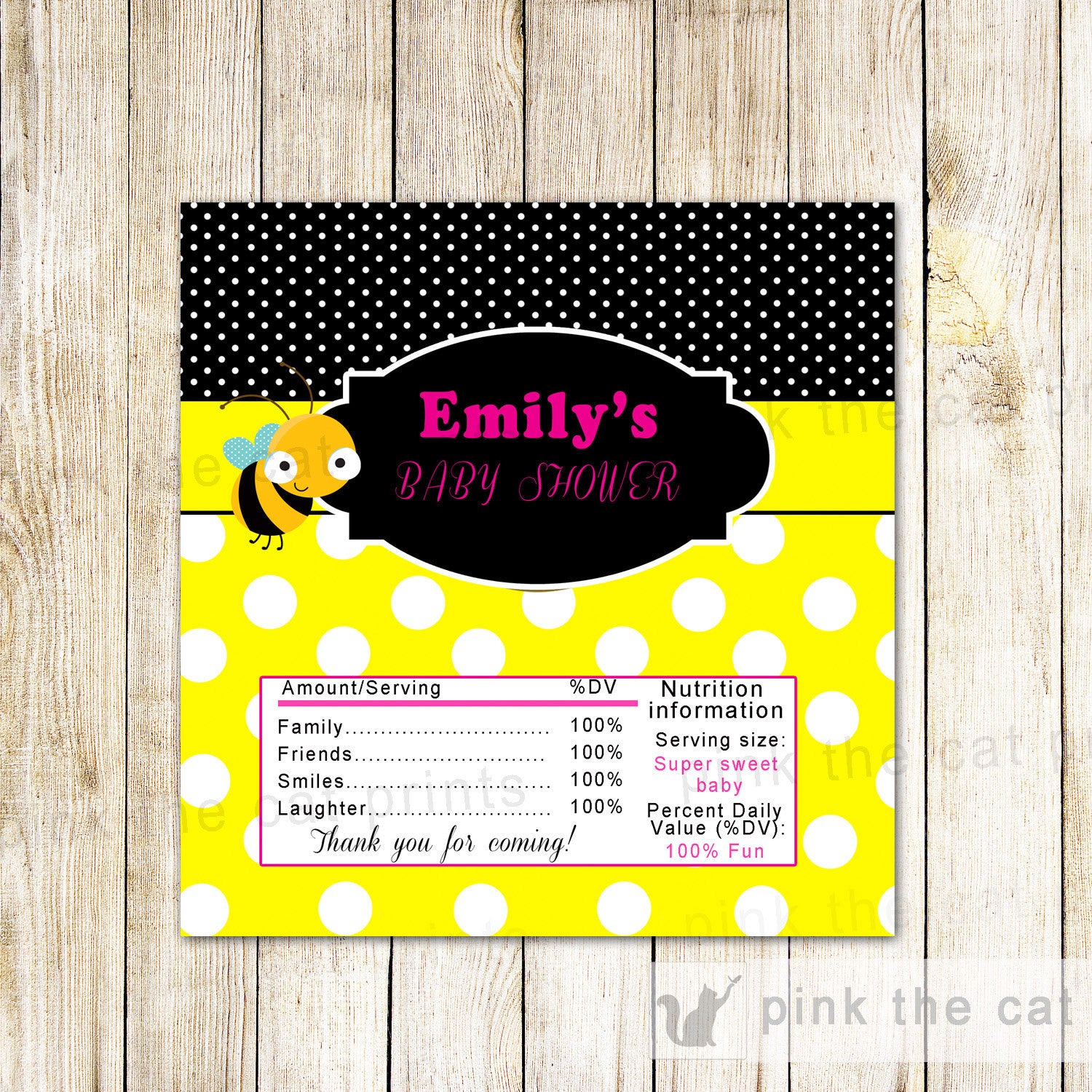 Bee Candy Bar Wrapper Label Birthday Baby Girl Shower