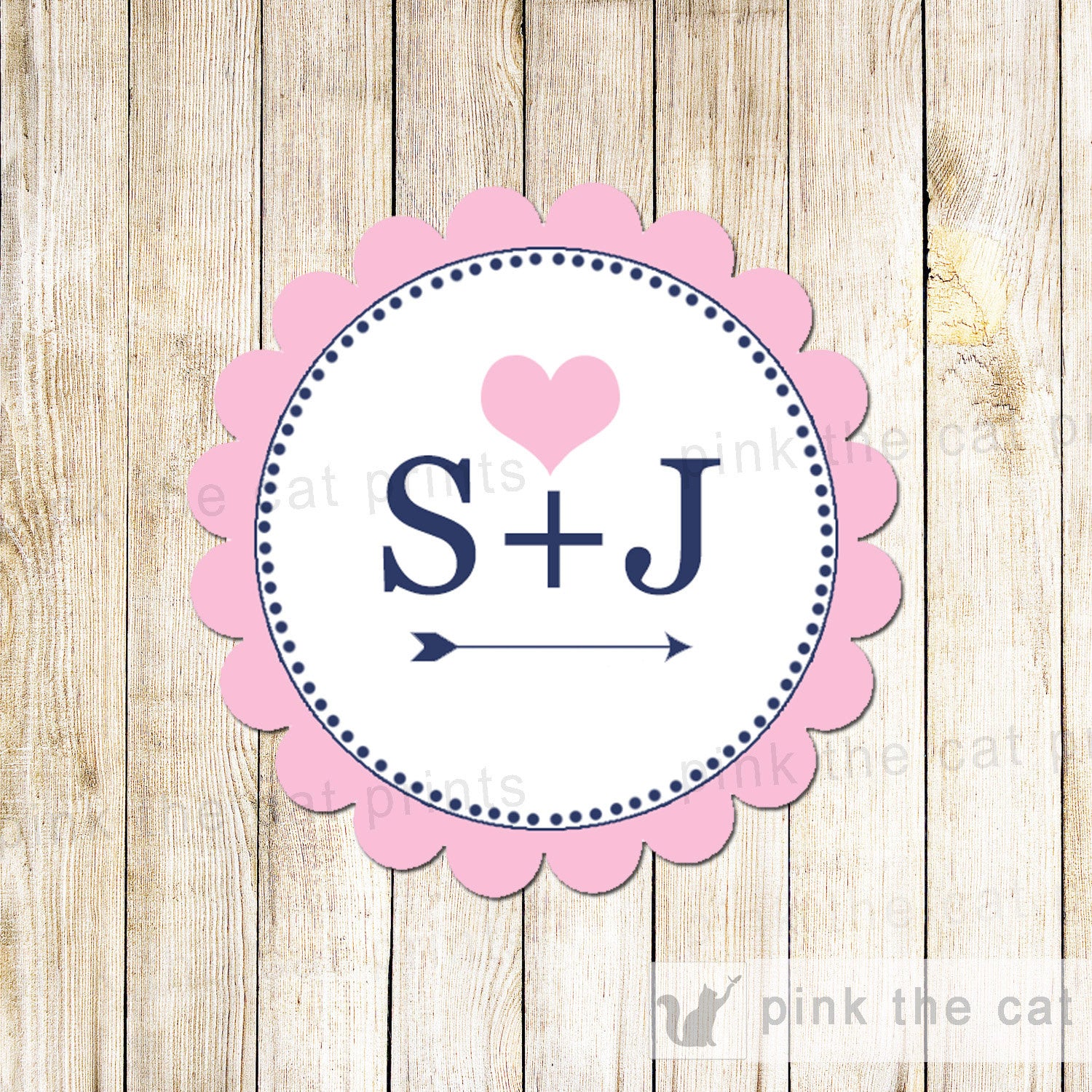 Tribal Wedding Bridal Shower Favor Label Tag Sticker Arrow Hearts Pink Blue