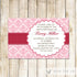pink damask birthday invitation
