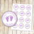 Purple Mint Green Labels Baby Shower Labels Baby Girl Shower Labels Thank You Tags Feet Baby Sprinkle Thank You Label Gift Favor Label