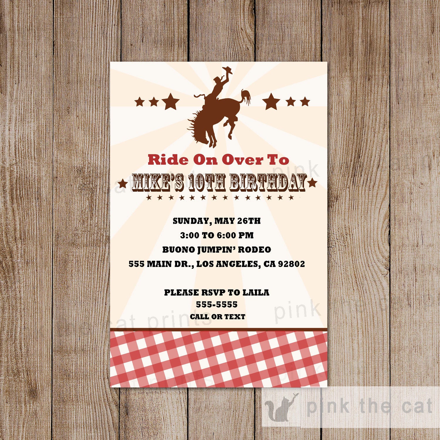 Cowboy Invitation Boy Girl Birthday Rodeo Party