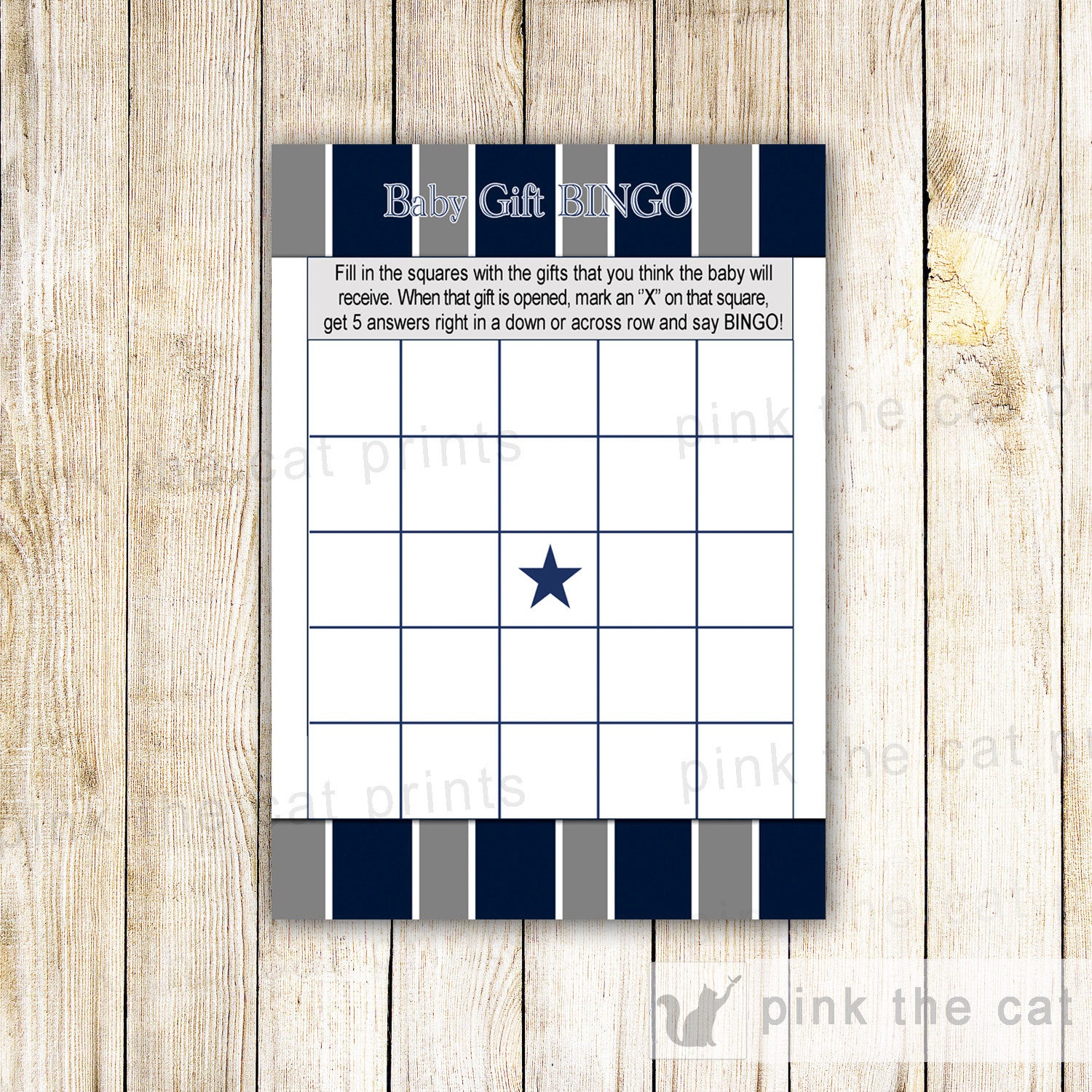 Baby Shower Games Wishes for Baby Bingo Forecast Card Sports Star Blue