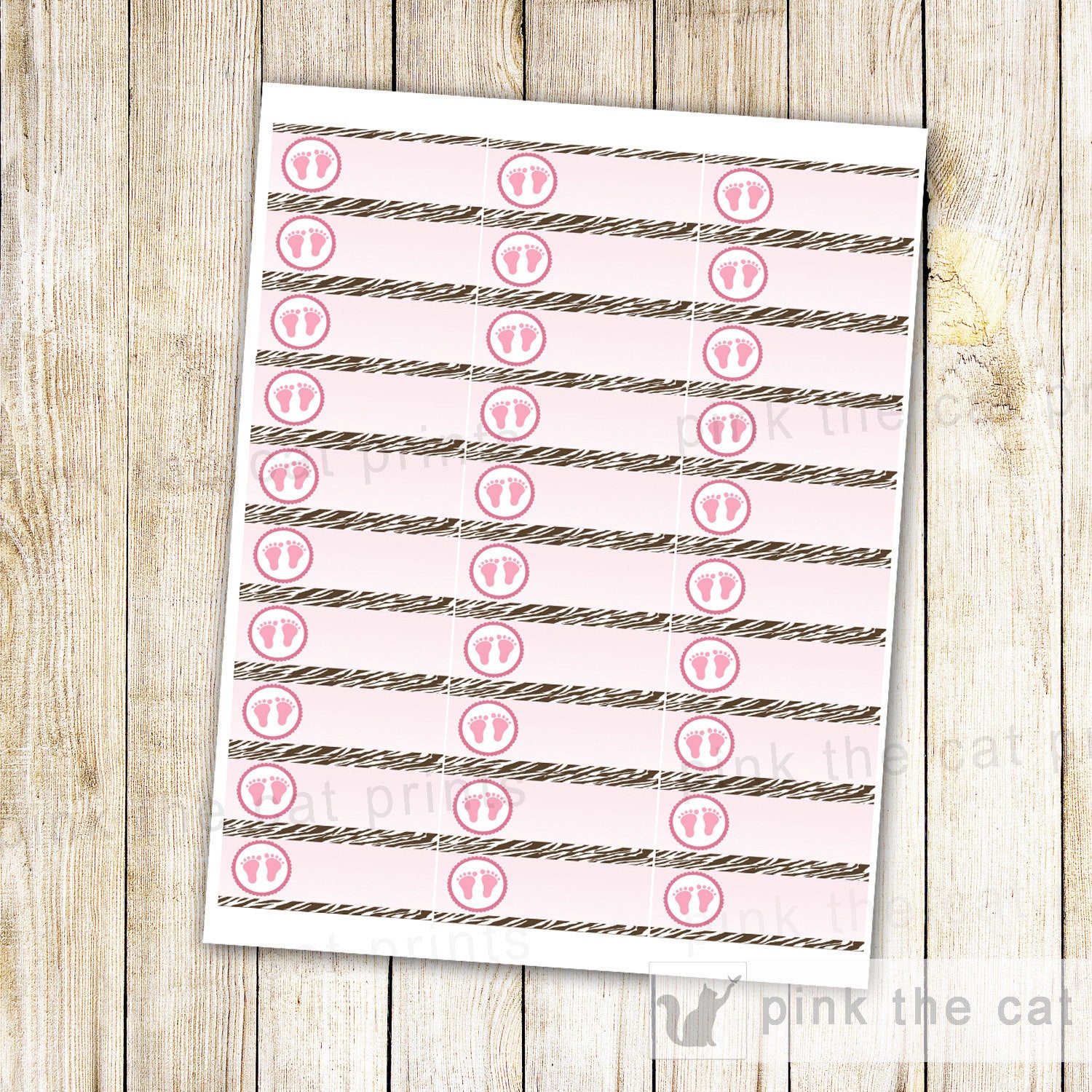 Zebra Address Labels - Zebra Return Address Labels Pink Brown Labels Baby Girl Shower Envelope Labels Editable File INSTANT DOWNLOAD
