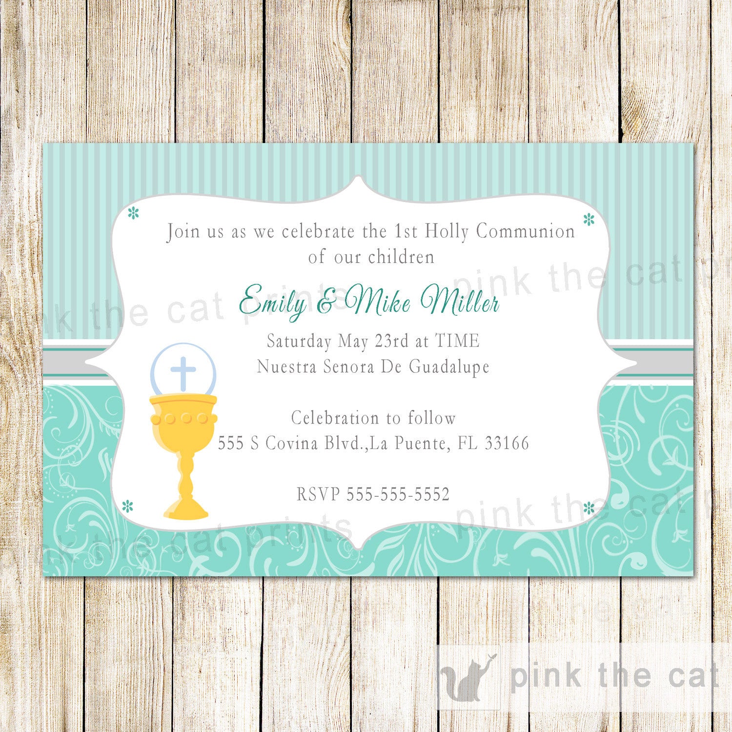 chalice 1st holy communion invitation
