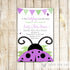 purple ladybug invitation