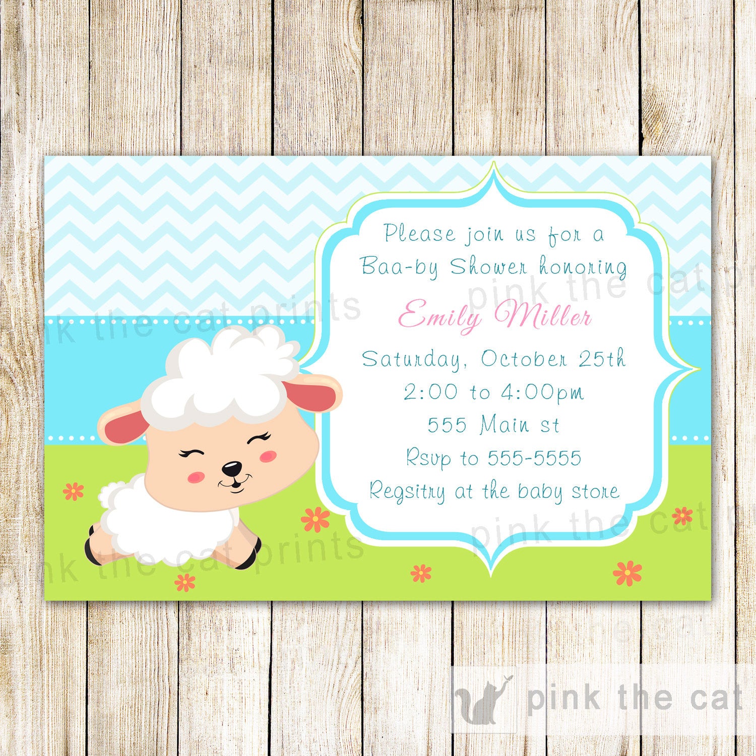 Little Lamb Baby Shower Invitation