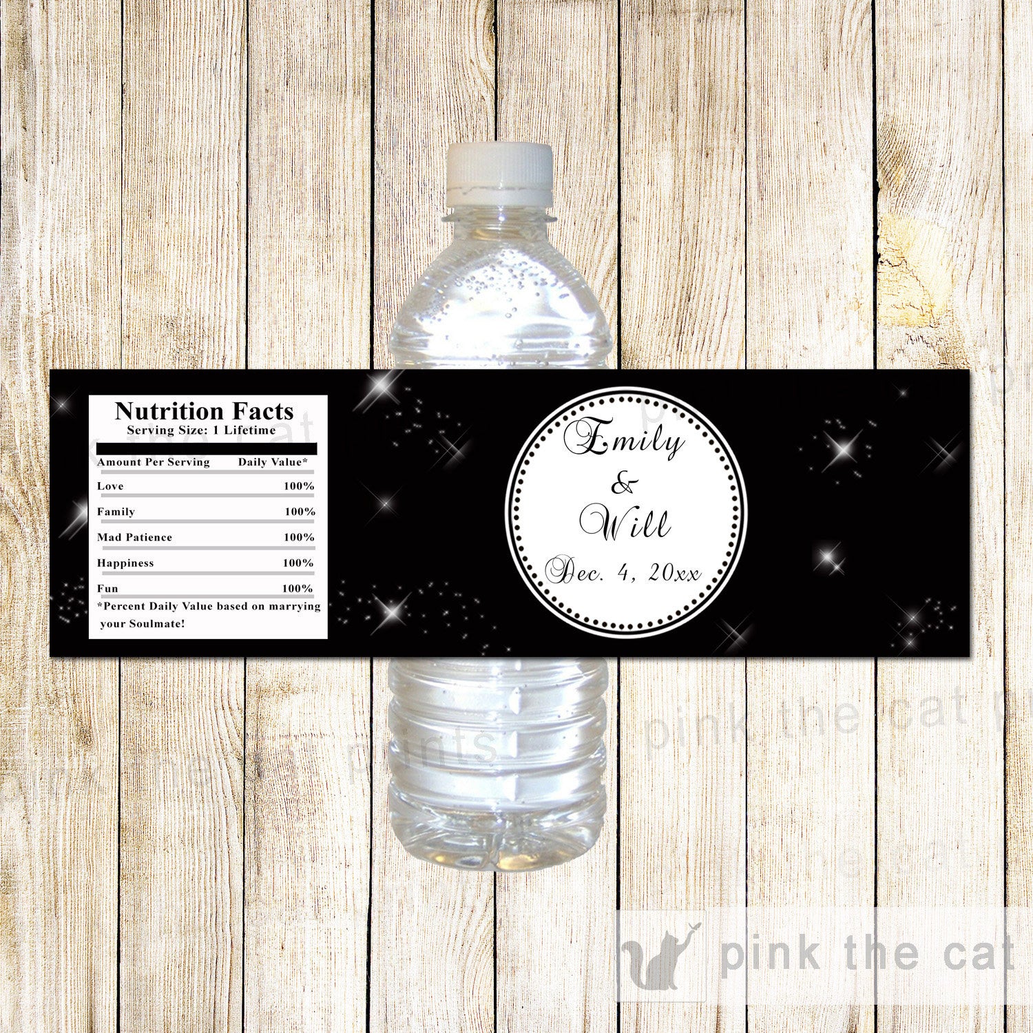 Night Star Sparkles Bottle Label Birthday