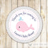 Whale Nautical Favor Label Gift Tag Girl Baby Shower Birthday Pink Grey