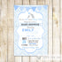 damask blue elephant invitation