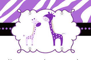 Bring a Book Instead Of a Card Giraffe Baby Shower Purple