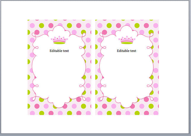 Princess Thank You Cards - Princess Thank You Note - Princess Baby Shower Thank You Card - Princess Birthday Thank You Card - Editable Card