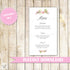 Floral Menu Card Bohemian Wedding Pink Mint Green