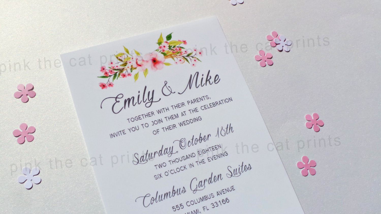 pink boho wedding invitation