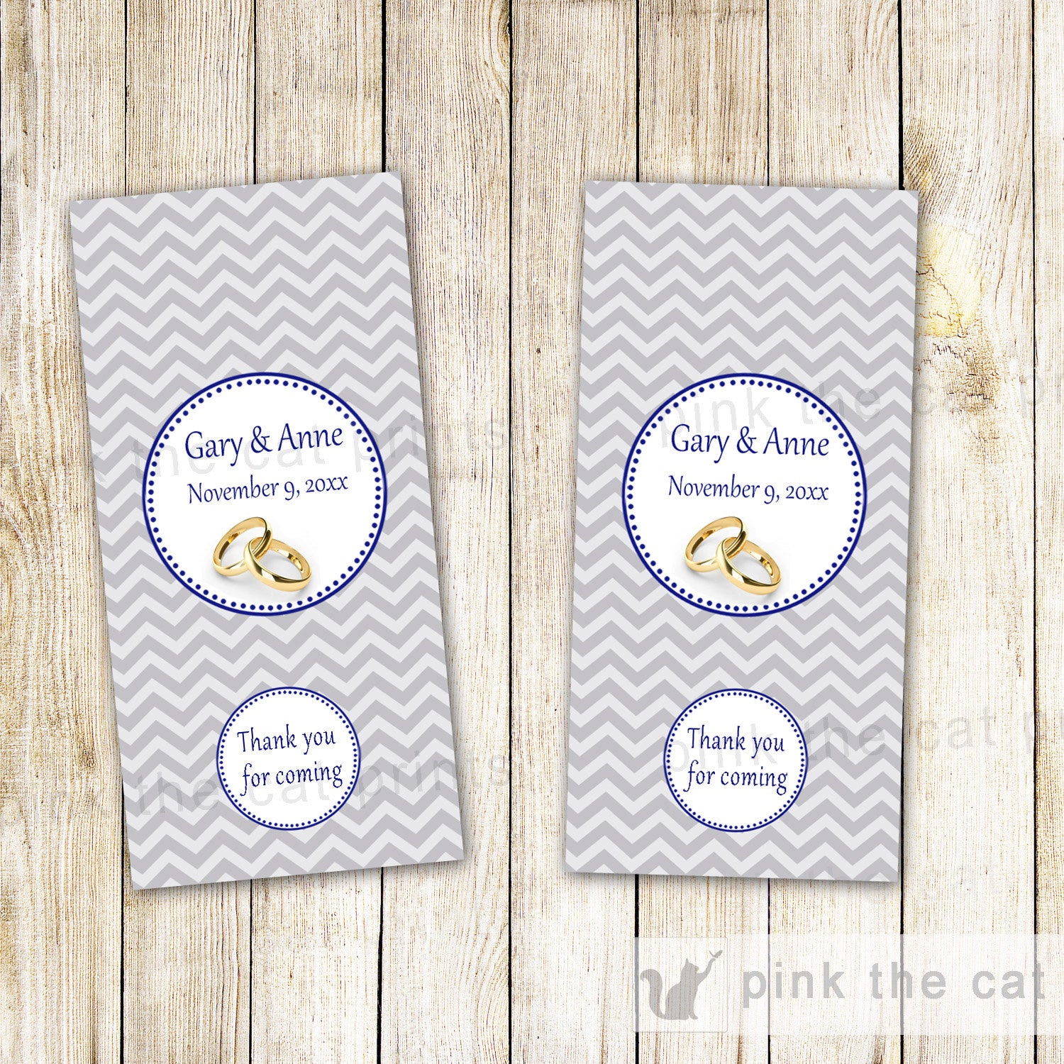 Grey Navy Wedding Rings Candy Wrapper Label Anniversary