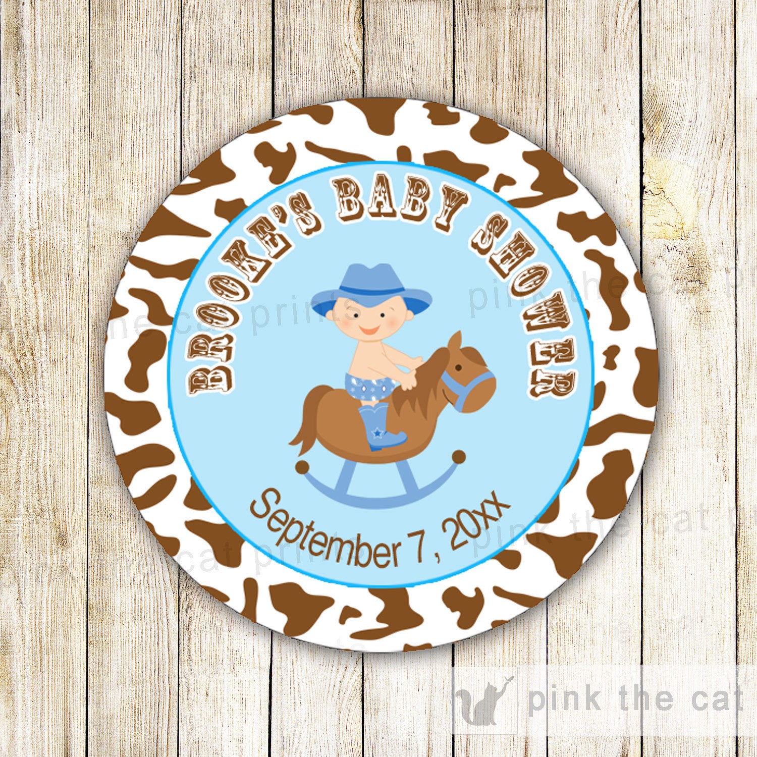 Cowboy Baby Boy Shower Thank You Tag Label Sticker