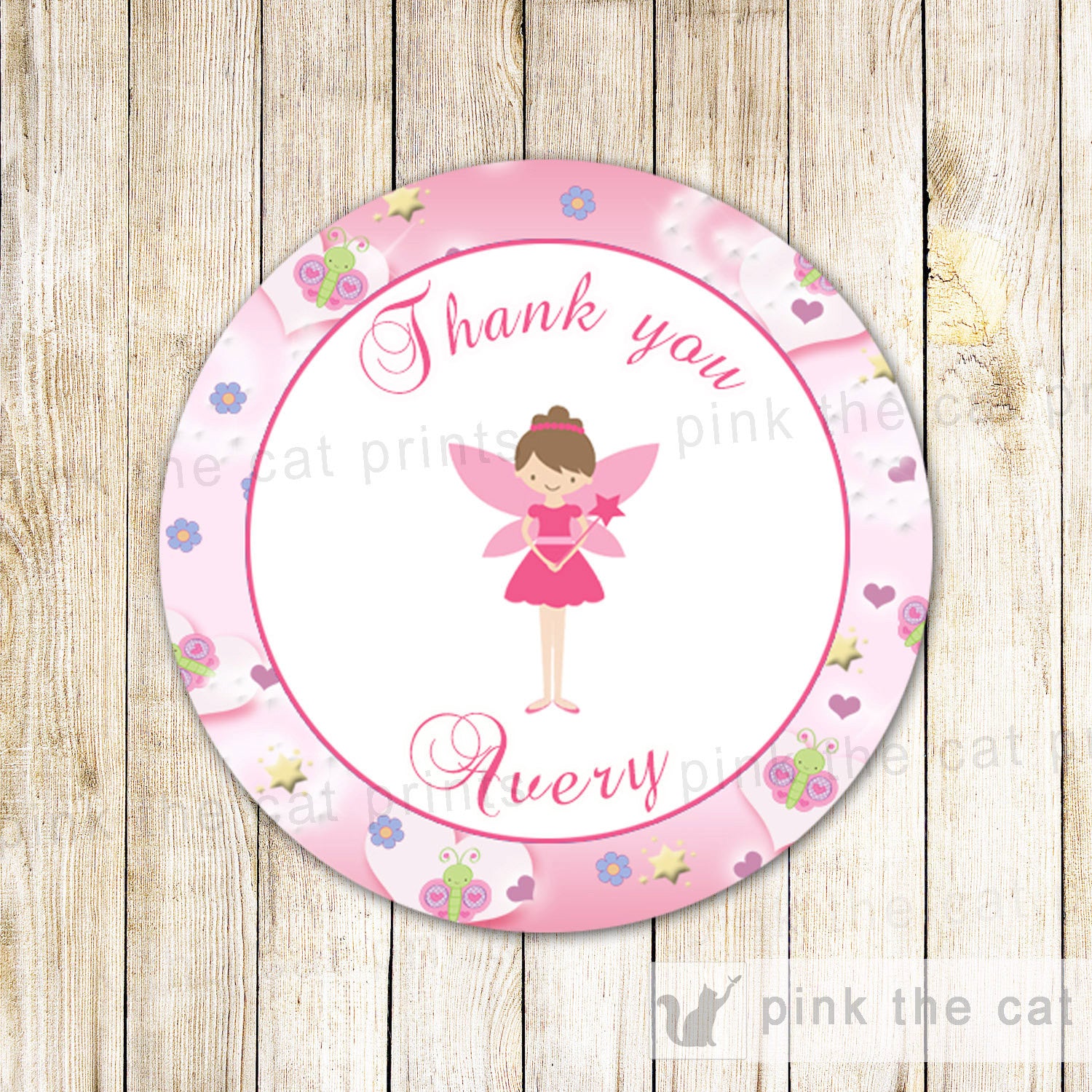 Fairy Gift Favor Label Thank You Tag Sticker Birthday Baby Shower
