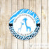 Giraffe Thank You Label Baby Boy Shower Sticker Tag Blue