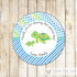 Turtle Labels Favor Tag Sticker Baby Boy Shower Blue Green