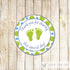 Green Blue Baby Boy Shower Thank You Label Sticker Tag