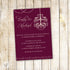 burgundy chandelier wedding invitation