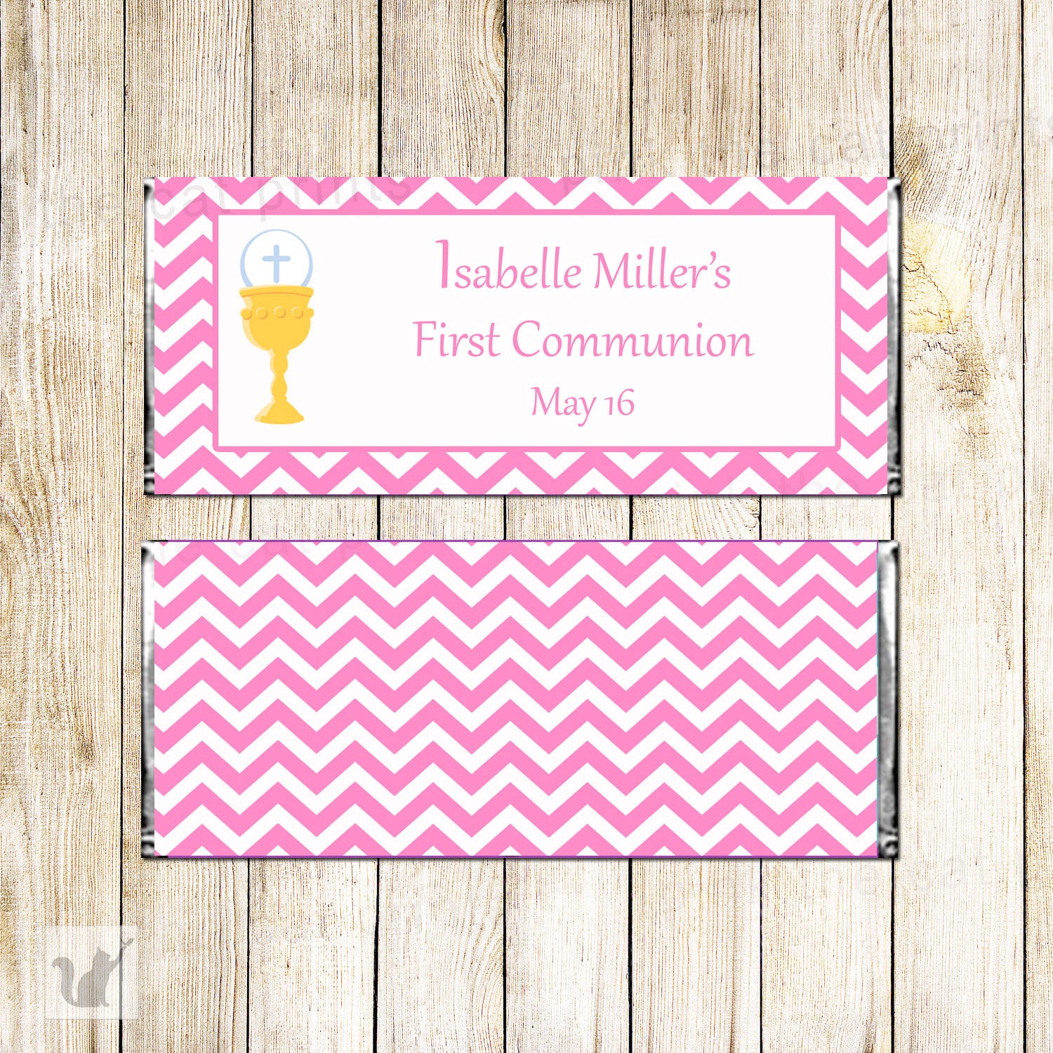 Chalice Girl 1st Holy Communion Candy Bar Wrapper Label