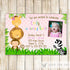 pink jungle invitation photo card