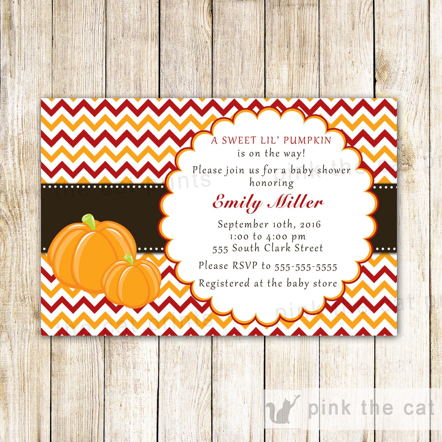 Fall Invitation Baby Shower Unisex Autumn Little Pumpkin Printable