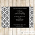 black and white damask invitation