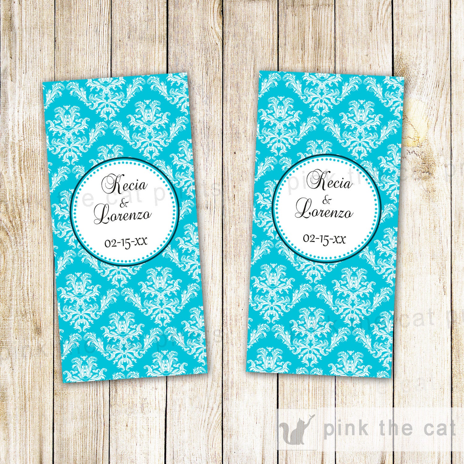 Wedding Candy Label Wrapper Bridal Shower Turquoise