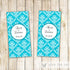 Wedding Candy Label Wrapper Bridal Shower Turquoise