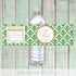 Damask Bottle Label Wedding Green Gold