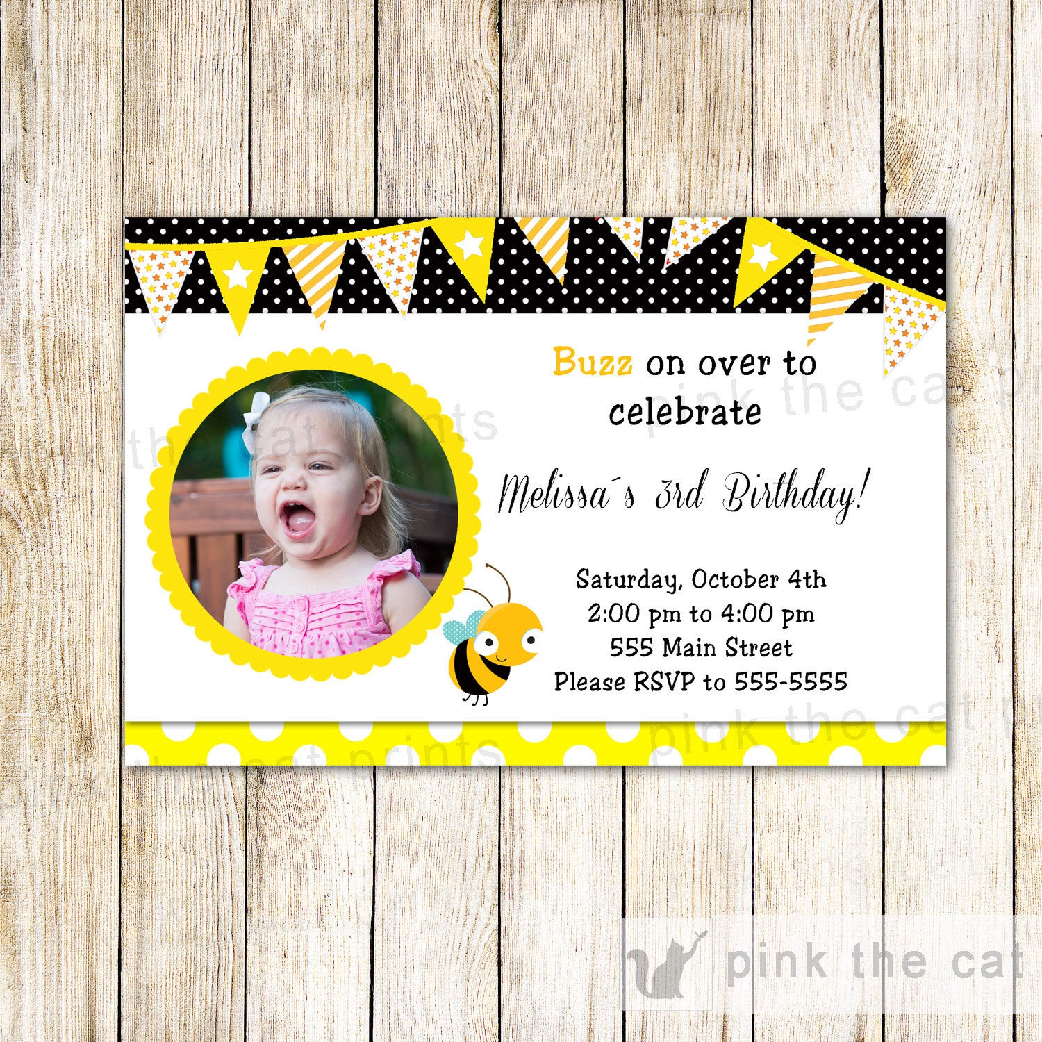 bee birthday invitation