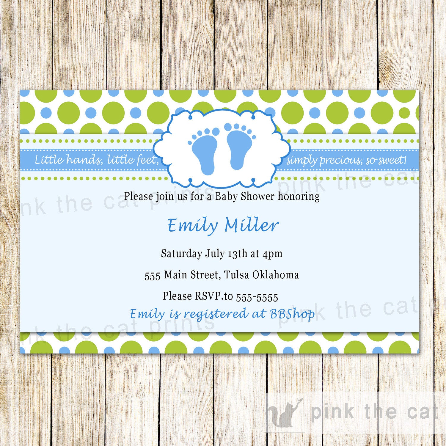 green blue feet invitation